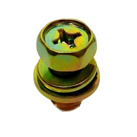 Phillips Hex Head M8 x 16mm SEMS Flat/Split Washer Bolt - Phillips Hex Head Machine Screws Bolts - Yellow Zinc Steel Finish (25)