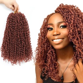 Passion Twsit Hair 16 Inch - 350# Yankee Twist Crochet Hair 10Packs Passion Twist Braiding Hair Prelooped Mini Spring Twist Crochet Hair for Black Women(16 Inch,350#)