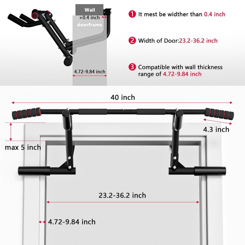 ONETWOFIT 2025 Upgrade Multi-Grip Pull Up Bar for Doorway -