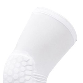 RiToEasysports Rodillera, 2 Piezas Rodillera Unisex Alargada Panal Anticolisión Compresión Rodillera para Baloncesto (Blanco)