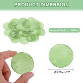 sourcing map 120Pcs Capiz Shells 2" Round Natural Shells with 2 Holes for Seashell Wind Chimes Curtain Shell Garland DIY Craft Wedding Home Decoration, Green