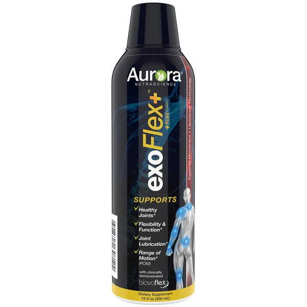 Aurora Nutrascience, exoFlex Eggshell Membrane with BiovaFlex, Supports Improved Flexibility with Vitamin C, Curcumin, & Boswellia, 10 Fl oz (300 mL)