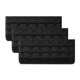 sourcing map Woman 3 Rows 5 Hooks Brassiere Bra Strap Extender 4pcs Black