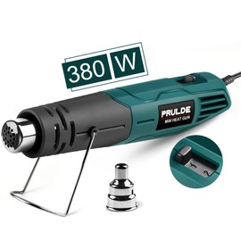 PRULDE Mini Heat Gun 2-Temp 480°F-850°F (250°C-450°C) Hot Air Gun Tool with 6.56Ft UL Cord & Reflector Nozzle for Crafting, Shrink Tubing, Vinyl Wrap, Candle Making, Embossing, Epoxy Resin