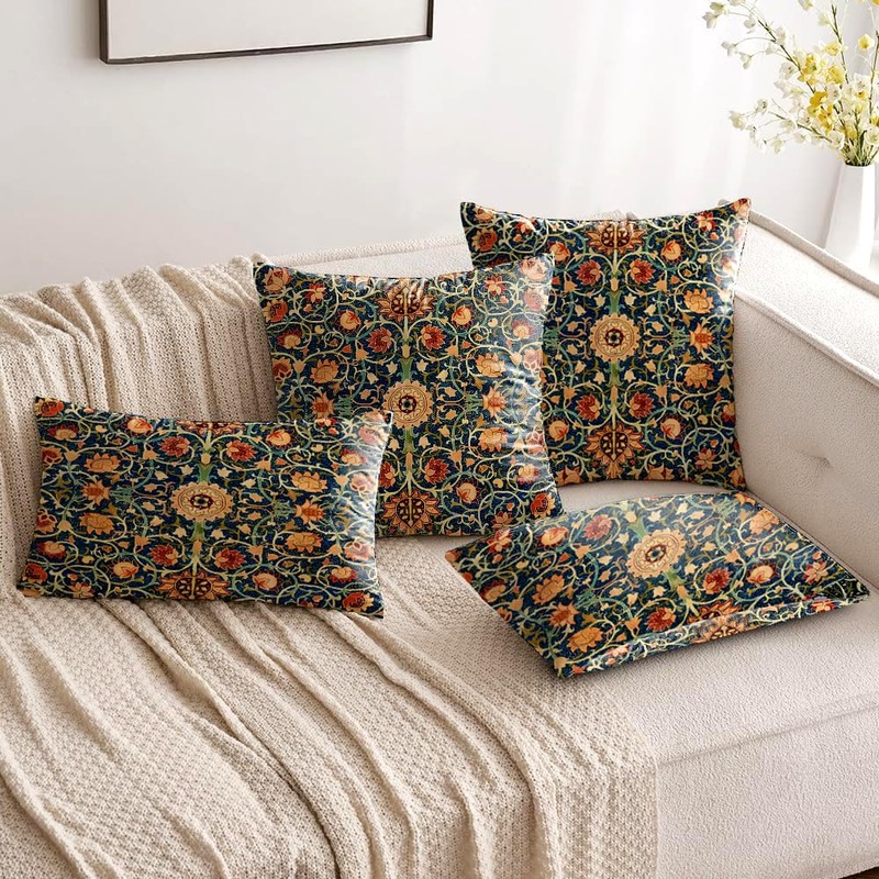 HUASHUZI Cushion Covers William Morris 50x50cm Boho Decorations Double Sided