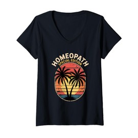 Womens Homeopath Special Edition Sunset Palms V-Neck T-Shirt