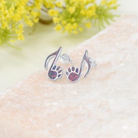 Dog Cat Paw Earrings for Women Music Note Earrings Cute Earrings S925 Sterling Silver Sensitive Earrings for Women Hypoallergenic Studs