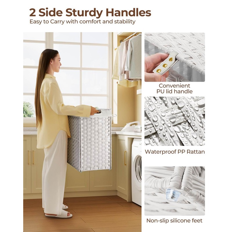 Greenstell Laundry Hamper with lid, No Install Needed, 130L Wicker