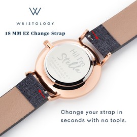 Wristology Numbers Watch Leather Band in Silver - Interchangeable Brown Genuine Leather Strap - Large Easy Read Analog Face with Second Hand for Women, Men, Nurses, Teachers, Seniors Olivia OC082