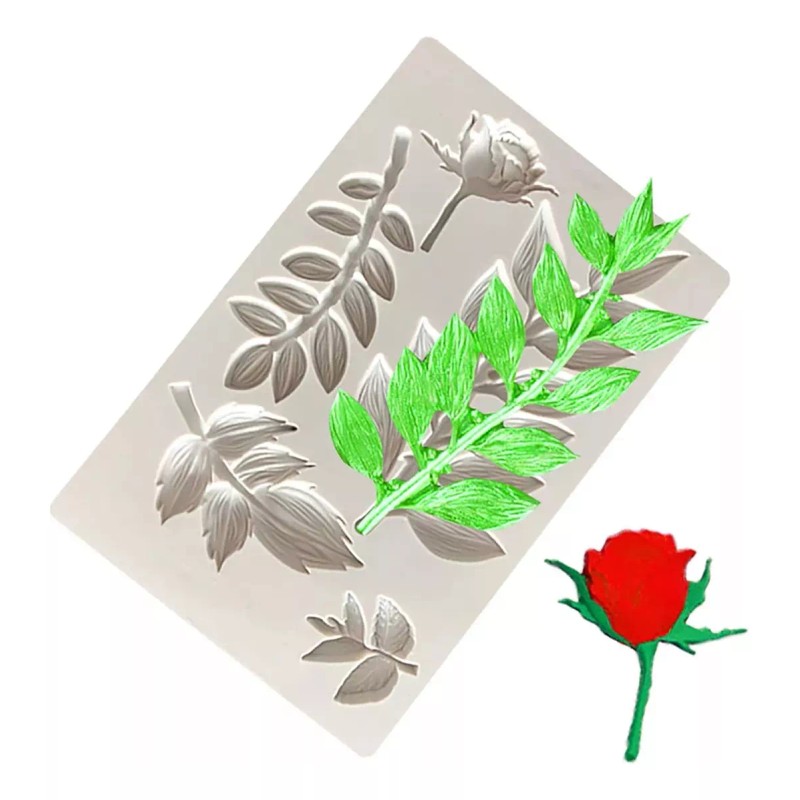 ML Molde Fondant Flor Hoja Moldes Silicona P Rosas Decor