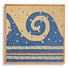 Make it Mosaics - Ancient Motifs, Modern Materials Mosaic Kit with Leponitt Mosaic Tile Nipper ~ 10.5" x 10.5" - Blue Wave Pattern