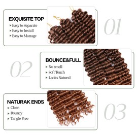 Curly Braiding Hair 22Inch 3Packs Deep Wave Braiding Hair 90G/Pack Synthetic Ocean Wave Crochet Hair Extensions for Women #T4/30 Crochet Hair Extensions(22 Inch,3packs,T4/30)