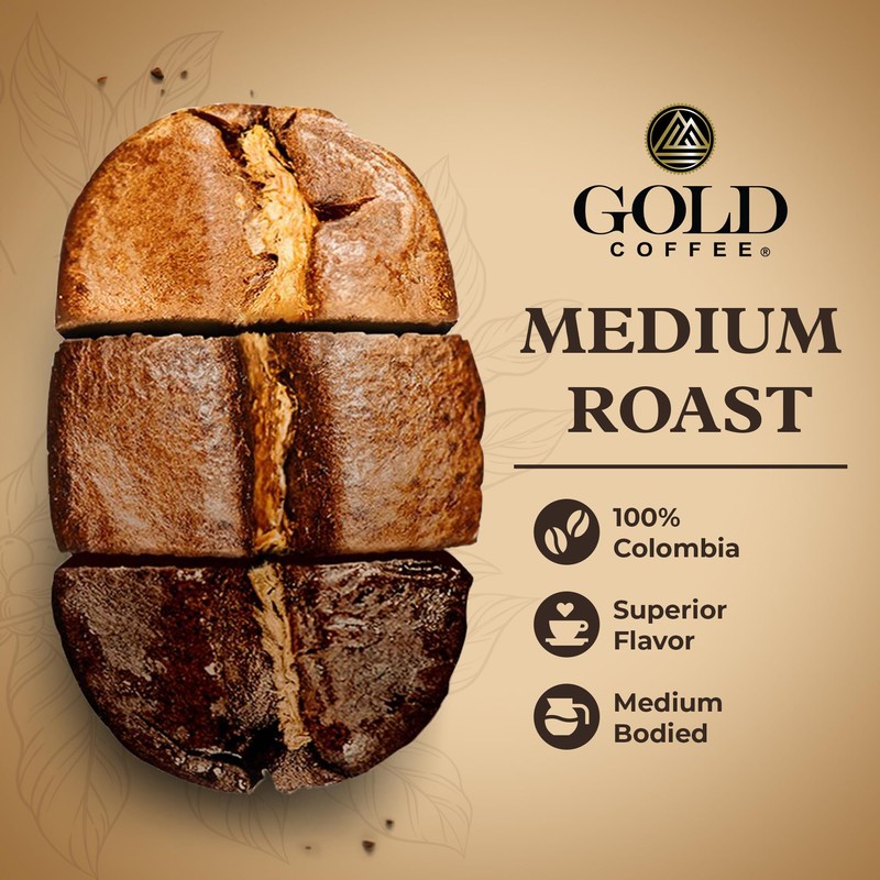 Gold Coffee | Premium Colombia Huila, Medium Roast Ground |