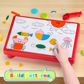 Carolart Sensory Table with Sands, Sand & Water Play Table for Kids，Indoor and Outdoor Activity Table, Sensory Bin Toys for Toddlers 3 4 5 6 7，17x11.5x10.2 Inches