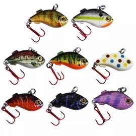 Kenders K-RIP 8 Pack (ALL 8 Colors of chose size) Rip Bait, Ice Fishing Panfish - 1" - #12 Treble Hook (Approx 1/16th oz)