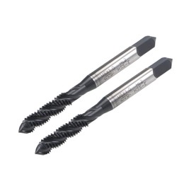 sourcing map M6 x 1.0 Spiral Flute Thread Tap, Metric Machine Threading Tap HSS Nitriding Coated, Round Shank with Square End, H2 Tolerance, 2pcs