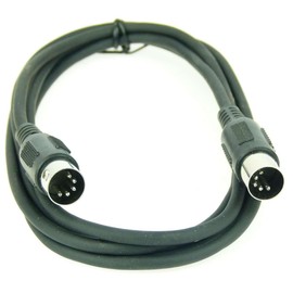 Paccs 1 x 2 m Midi Cable, 5-Pin Black, DIN Midi Cable 5-Pin