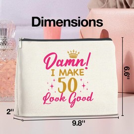 UPNEGE 50th Birthday Gifts for Her Wife Aunt Grandma Makeup Bag, I Make 50 Look Good Cosmetic Bag Zipper Makeup Pouch Gifts for Grandma Mom 50th Birthday
