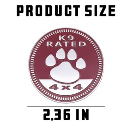 TSUGAMI Paw Badge Rated Car Emblem, 4 x 4 Automotive 3D Metal Decals, Round Auto Emblem Stickers, K9 Rated Decorative Badge, Compatible with Vehicles Trucks SUV (Red)