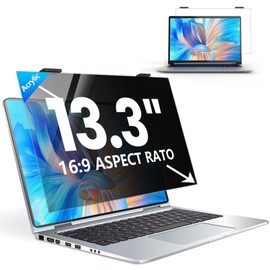 GUDTEKE Magnetic Laptop Privacy Screen 13.3 inch, 9H Hanging Privacy Screen for Laptop for 16:9, Acrylic HD Eye Protection Anti Glare Blue Light Laptop Screen Privacy Filter