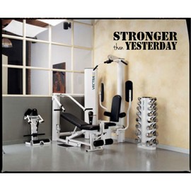 CreativeSignsnDesigns Stronger Than Yesterday- Fitness Gym Motivational Vinyl Wall Decal (Black, 22"x6")