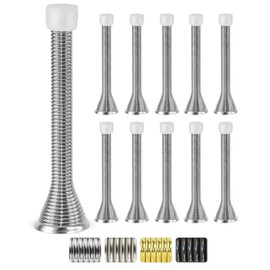 Jack N'Drill (3 ⅛) Rigid Door Stop (12 Pack) - Rustproof Satin Nickel Solid Door Stopper w/Durable Rubber Tips | Protects Walls & Doors from Damage | Great for Office & Home (11 Pack, Satin Nickel)