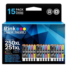 E-Z Ink (TM) - Cartucho de tinta compatible para Canon PGI-250XL CLI-251XL PGI 250 XL CLI 251 XL para usar con impresoras PIXMA MX922 IP7220 MG5520 MG5420 IX6820 IP8720 MG7520 MG7120 MG6320 Paquete de 15
