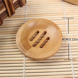 Kandid Bamboo Circular Soap Dish - Draining Soap Dish For Hard Soap For Sinks and Showers - 8cm x 8cm x 1.5cm