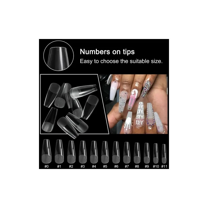 Puntas De Uñas De Bailarina Acrílicas Medio Mate 480pcs