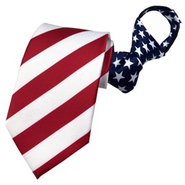 Secdtie - Corbata de diseño a rayas para hombre y niño, con cierre de cierre, Bandera americana roja azul blanca, Talla única