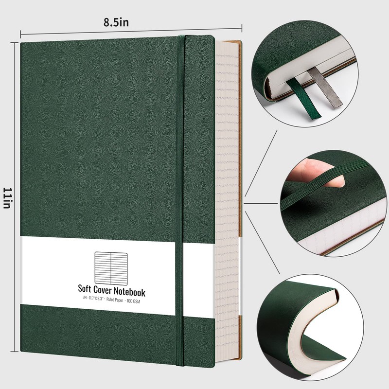 AHGXG Large A4 Notebook College Ruled - 320 Pages Thick