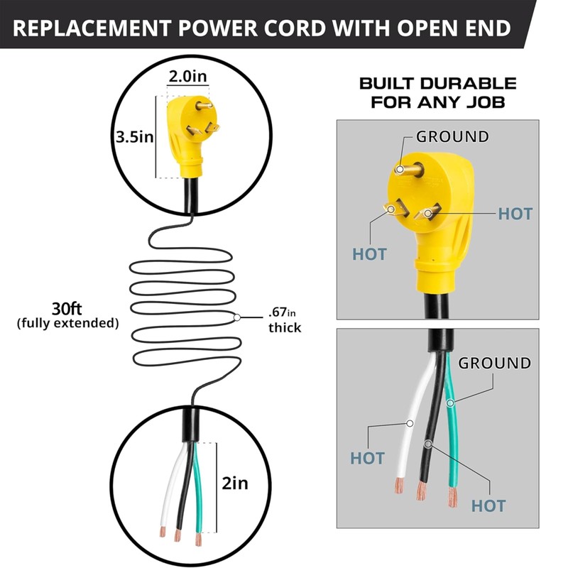 Iron Forge Cable 30 Amp RV Replacement Cord 30 ft