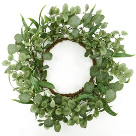 20 inch Spring Summer Wreaths for Front Door Floral Wreath with Colorful Wildflowers,Eucalyptus Leaves,Olive Leaves,Small Berries for Indoor Outdoor Farmhouse Home Wall Window Festival Decoration