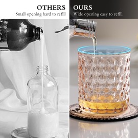 CICUFY Hand Soap Dispenser Glass, Refillable Liquid Dispenser for Bathroom & Kitchen,Lotion Dispenser with Large Gold Pump（Diamond Pattern-Pink）