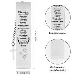 Christian Gifts Bible Verse Bookmark - Inspirational Christian Metal Bookmark with Motivational Pen - Religious Bookmark for Women, Men - for Book Lovers, Baptism, Birthday, Christmas, Friend Gifts