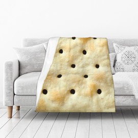 Cantidelli 3D Funny Realistic Food Saltine Cracker Flannel Fleece Throw Blankets 50"X40" Soft Cozy Fluffy Winter Fall Blanket Cozy Soft Fuzzy Plush Home Decor for Couch Bed Sofa Living Room Bedroom