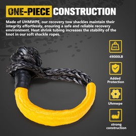 BUNKER INDUST 2Pcs Synthetic Soft Shackle Rope,1/2 Inch x 23 Inch (49,000 LBS Breaking Strength) Winch Towing Recovery Shackles for Offroad 4x4 Vehicles Truck, SUV, ATV, UTV