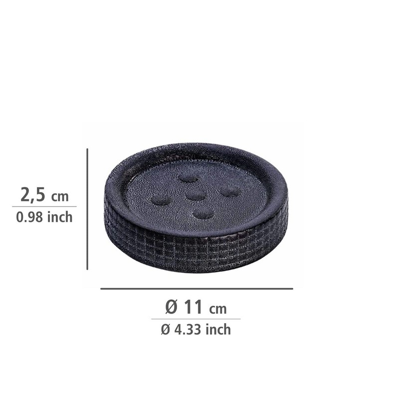 WENKO Polaris Jet Anthracite Ceramic Soap Dish Ideal for Hand