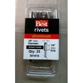 DoitBest 381616 1/8" x 1/8" Brown Aluminum Rivets, 25 ct.   FS