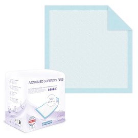 ARNOMED Krankenunterlagen 60x60cm, 30x saugstarke Inkontinenzunterlagen Einweg, Wickelunterlage für Babys, 5-lagige Zellstoff Unterlagen fürs Bett bei z.B. Inkontinenz, Wickelunterlage Einweggebrauch