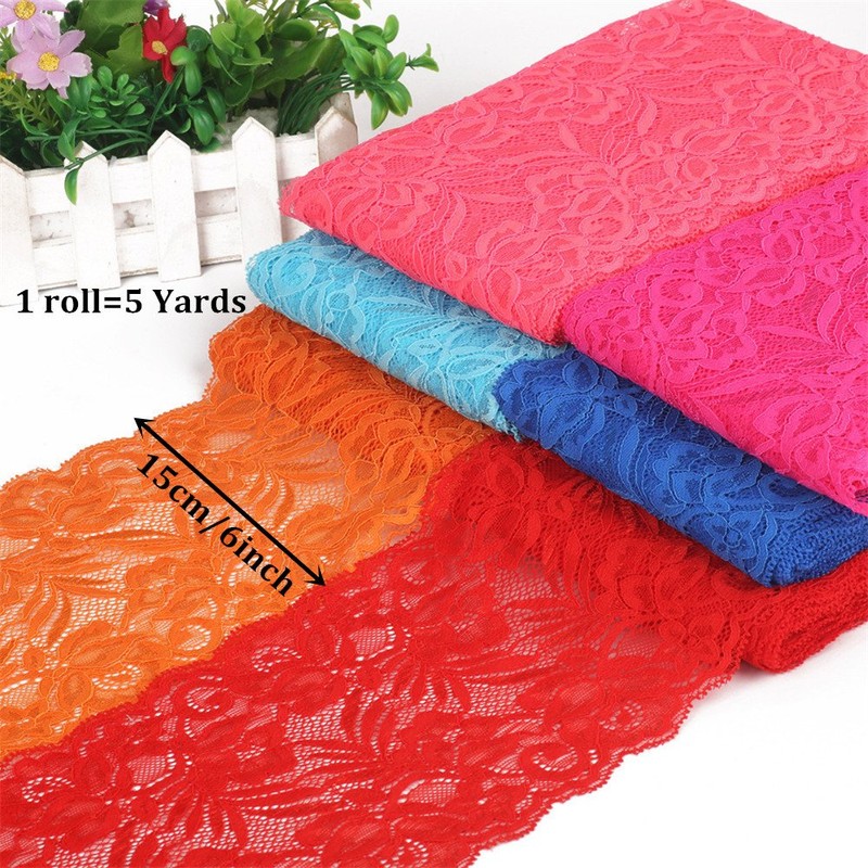 5 Yards Floral Lace Ribbon Stretch Tulle Lace Trim Elastic
