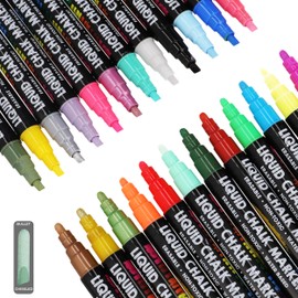 Chalk Markers - 24 Vibrant, Erasable, Non-Toxic, Water-Based, Reversible Tips, For Kids and Grown-Ups for Glass or Chalkboard Markers for Businesses, Restaurants, Liquid Chalk Marker (Vibrant 6mm)