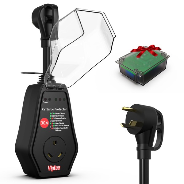 VIPTOO RV Surge Protector 30 Amp with Extra Replaceable Module,