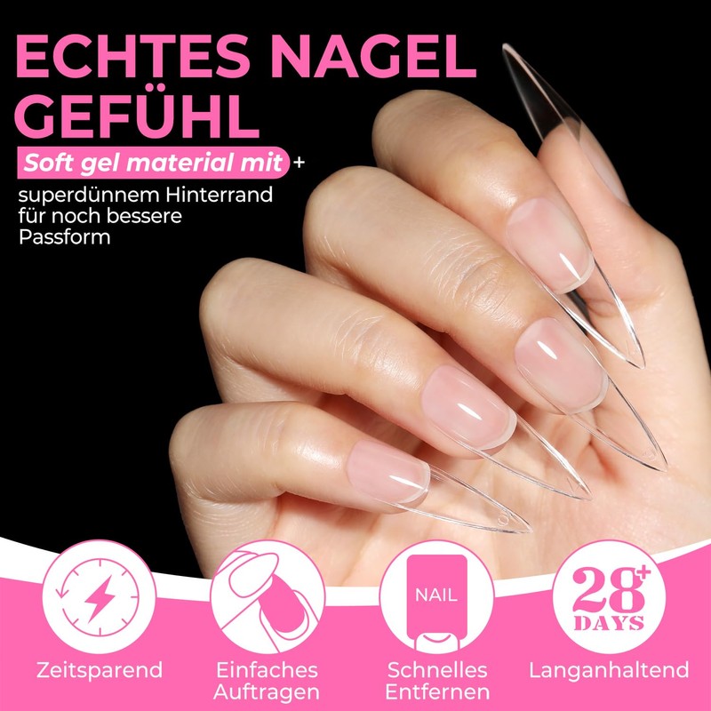 UNA GELLA Stiletto Nail Tips, Pack of 216