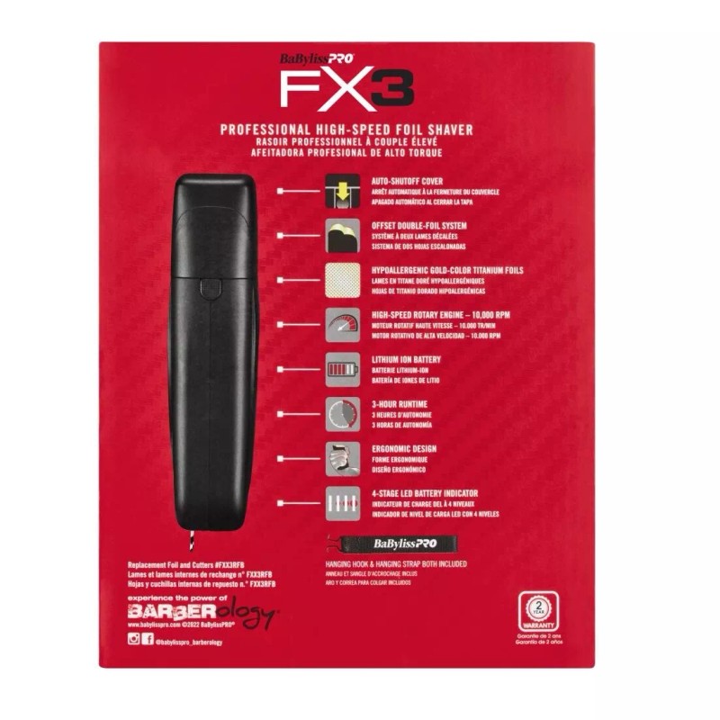 BaBylissPRO FX3 Professional High Speed Foil Shaver Black | FXX3SB