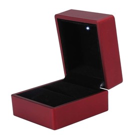 Caja de anillo, caja de anillo de bodas de terciopelo cuadrado Caja de de joyería con luz LED para boda de compromiso de propuesta, rojo