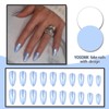 YOSOMK Mirror Blue Acrylic Press on Nails Almond Medium Fake