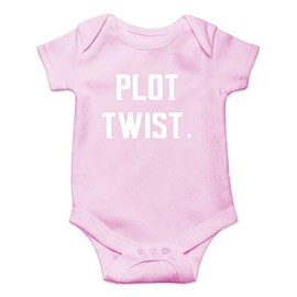 Plot Twist - Funny Baby Essentials Bodysuit Romper - Baby Boy Clothes Newborn Girl Outfits (Newborn, Pink)