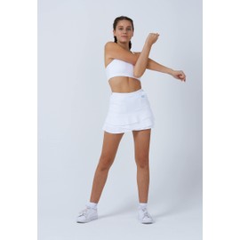 Sportkind Girls & Women Tulip Tennis Hockey Golf Skort Skirt with Pockets & Inner Shorts Breathable UV Protection, White