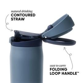 Simple Modern Mesa Loop Water Bottle with Covered Straw and Handle | 30oz Cup Holder Friendly Insulated Stainless Steel Bottles for Travel, Sports and School | Deep Dune